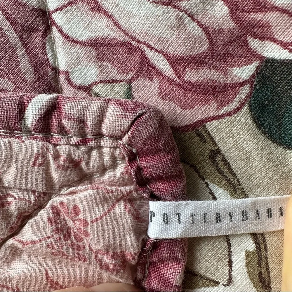 Pottery Barn Adelise Reversible Cotton Linen Floral Quilt Queen